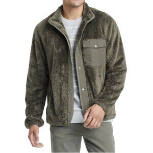 Goodfellow & Co NWT Men's S Green High Pile Fleece Front Snap Faux Fur Jacket